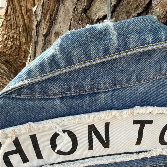 American Bazi Los Angeles Distressed couture Denim Tie-Waist Jacket - Size Med - Picture 8 of 11